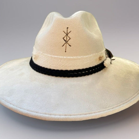 Constellation White Fedora BERGHAT hat made in Tulum • Alchemist • Tribal • Festival • Rave • Tulum Style •